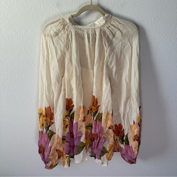NWT Farm Rio Puff-Sleeve Boat-Neck Floral Blouse SZ M - Picture 8 of 8